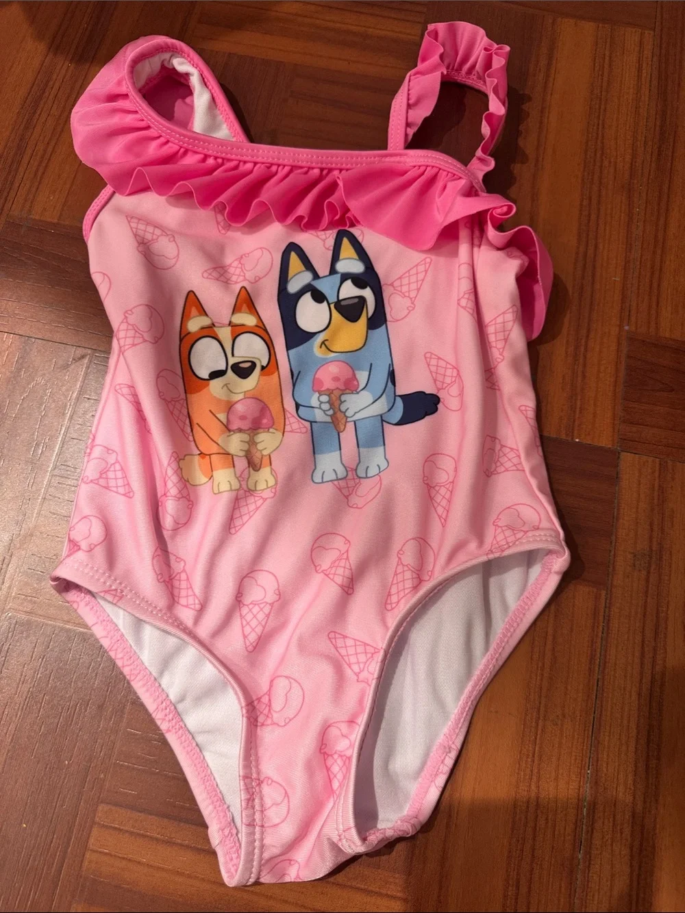 Kids Pink One-Piece Swim Suit with Ruffle Strap